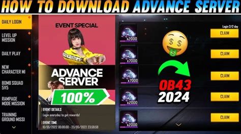 free fire advance server 2024 dapat yang cocok untuk gift setelah itu unlock all Relax beli UC image 1